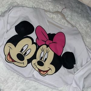 mickey and minnie cropped and hand cut crewneck